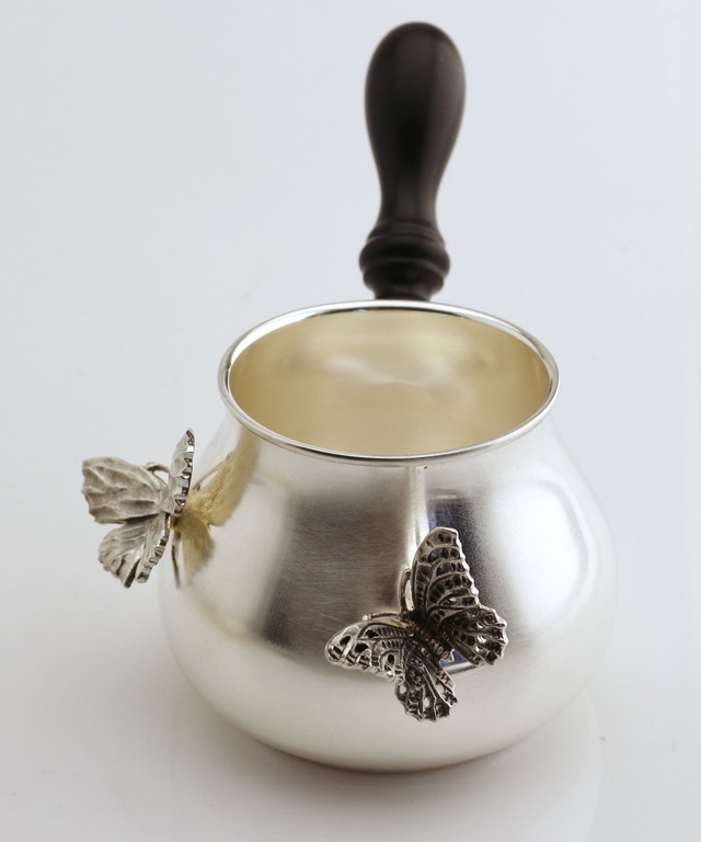 Посеребренная турка  "Бабочки" для кофе, Кольчугино